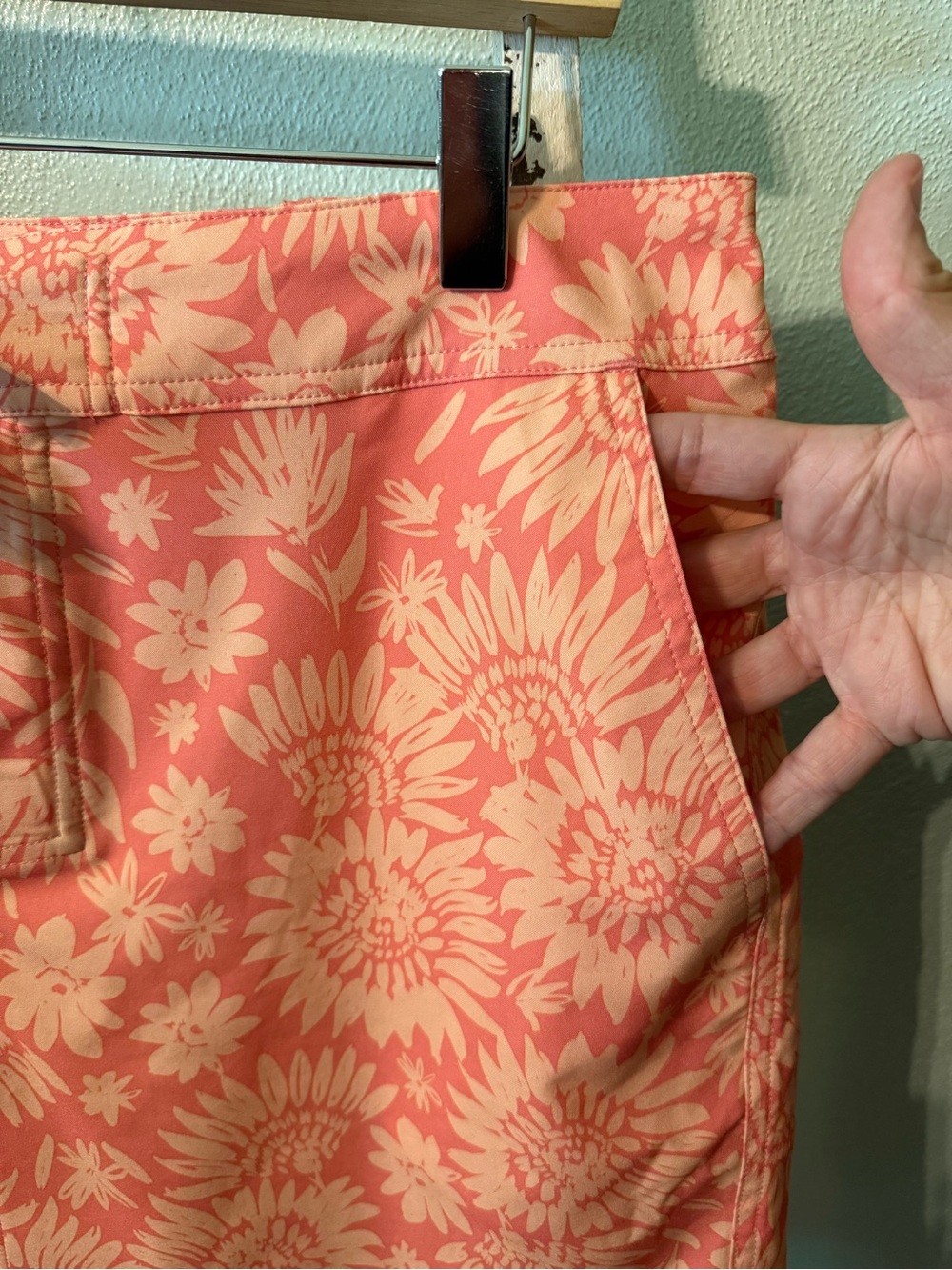 Rip Skirt Hawaii Coral Orange Floral Drawstring Skirt Swim Size L Women Pockets - Picture 2 of 8